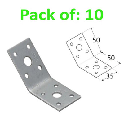 Galvanised Corner Brace 135 Degree Angle Bracket Joist Timber Mending Plates 50x50 Width 35mm Pack of: 10