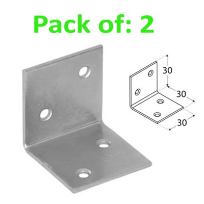Galvanised Corner Brace 90 Degree Angle Bracket Joist Timber Mending 30x30x30mm (1.2x1.2x1.2")- Holes: 4.5 mm - Pack of: 2 pc