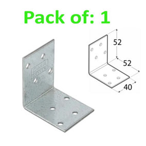 Galvanised Corner Brace 90 Degree Angle Bracket Joist Timber Mending Plates Thickness 2mm 52x52 Width 40mm Pack of: 1