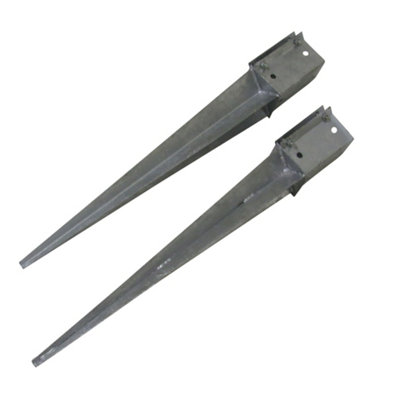 Galvanised Fence Post Spike Support 100MM Bolt Grip X2 (Fencing Base Shoe Foot)