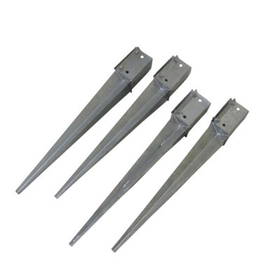 Galvanised Fence Post Spike Support 100MM Bolt Grip X4 (Fencing Base Shoe Foot)