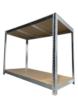 Galvanised Garage Starter Kit 2 x Shelving Bays 1500h x 700w x 300d mm 1 x Workbench 900h x 1200w x 600d mm 175kg per Shelf - 6