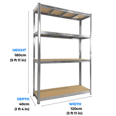 Galvanised Garage Starter Kit 2 x Shelving Bays 1800h x 1200w x 400mm 1 x Workbench 900h x 1200w x 600d mm 175kg per Shelf - 4