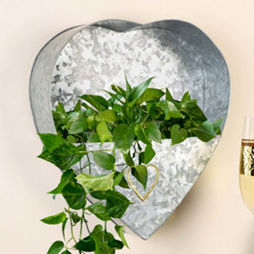 Galvanised Heart Shaped Wall Planter
