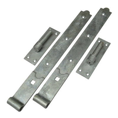 Galvanised Hook and Band Gate Hinges 20" Pair (Heavy Duty Straight Shed Door Barn)