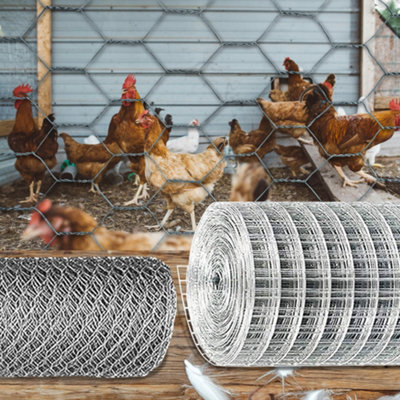 Galvanised Mesh Wire 0.5 X 6m Square Or Hexagonal Fence Aviary Rabbit Hutch Net Heavy Duty 13mm