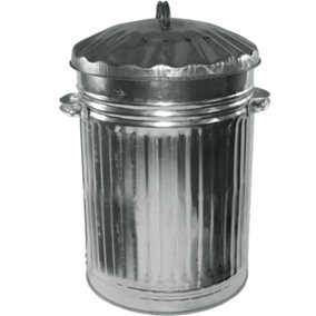 Galvanised Metal Bin Waste Rubbish Dustbin Rubbish Waste Animal Feed Outdoor or Indoor Bin, Retro Bin 45L