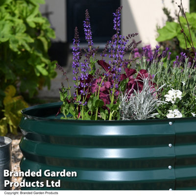 Galvanised Metal Raised Vegetable Flower Planter Trough Grow Bed Box Outdoor Herb Garden in Hunter Green (x1)