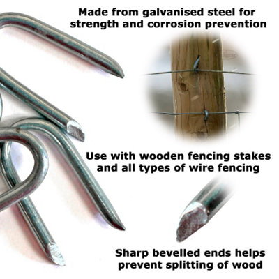 Galvanised U Nails 20mm Netting Fencing Staples for Chicken Wire / Mesh Fences 100pcs - 3