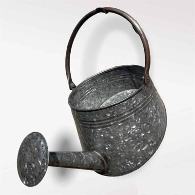 Galvanised Watering Can Hanging Wall Planter Metal Outdoor Garden Flower Pot