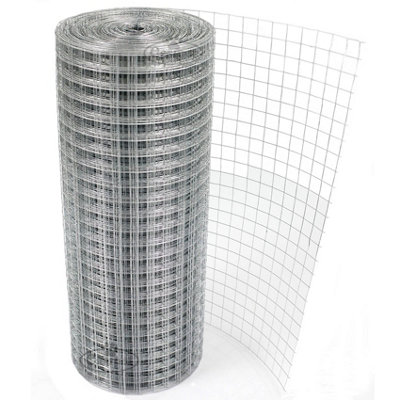 Galvanised Welded Wire Mesh Fence for Aviary Rabbit Hutch Chicken Run Coop Pet 1" x 1" x 24" x 30m (19g)