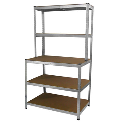 Galvanised Workbench Shelving Unit Rack Workshop Shed Heavy Duty Boltless Garage Galwix Steel Racking 900kg