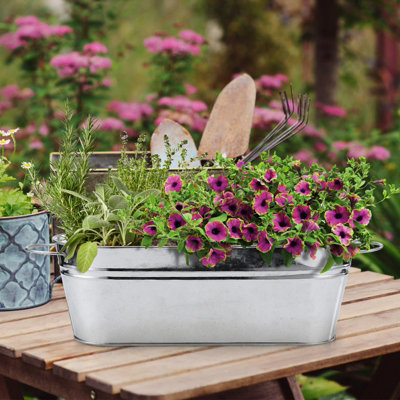 Galvanized Metal Tinplate Flower Pots(6 Pieces)