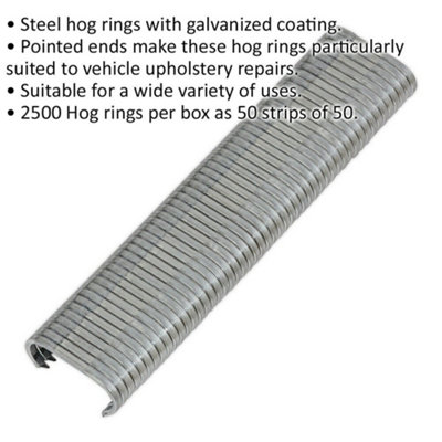Galvanized Steel Hog Rings - 2500 Count for Vehicle Upholstery Repair