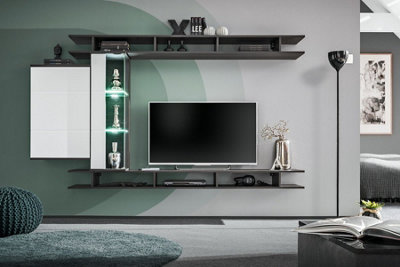 Game Entertainment Unit: Sleek Wall-Mounted Storage for TVs Up to 55" - W2300mm x H1300mm x D350mm