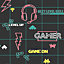 Gamer Black/Neon Pink Children's Wallpaper