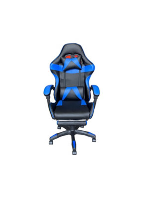 Gaming Chair Black and Blue with Foot Rest