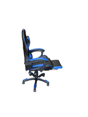 Gaming Chair Black and Blue with Foot Rest