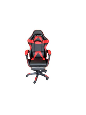 Gaming Chair Black and Red with Foot Rest DIY at B Q