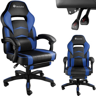 Gaming Chair Comodo - ergonomic shape, footrest, adjustable backrest - black/blue