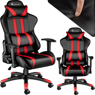 Gaming Chair - ergonomic shape, adjustable backrest, thick padding - black/red