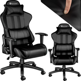 Gaming Chair - ergonomic shape, adjustable backrest, thick padding - black