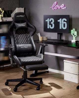 Gaming Chair Faux Leather Black VICTORY