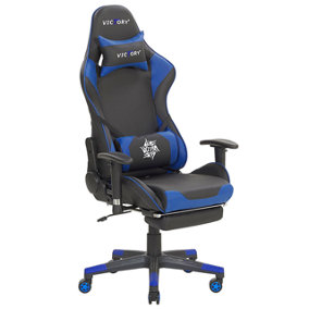 Gaming Chair Faux Leather Blue VICTORY