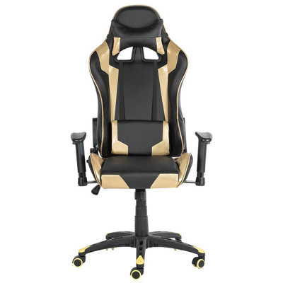 Gaming Chair Faux Leather Gold KNIGHT