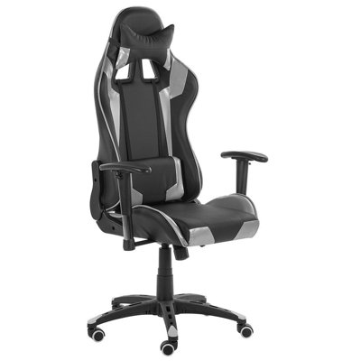 Gaming Chair Faux Leather Silver KNIGHT