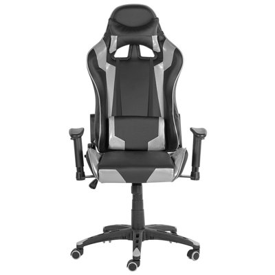 Gaming Chair Faux Leather Silver KNIGHT