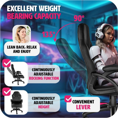 Gaming Chair Goodman - ergonomic shape, thick padding - black