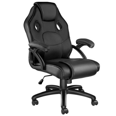 Gaming Chair Mike - ergonomic shape, thick padding, stepless height adjustment - black