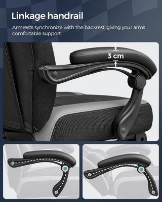 Gaming Chair, Office Racing Chair with Footrest, Ergonomic Design, Adjustable Headrest, Lumbar Support, 150 kg Weight Capacity