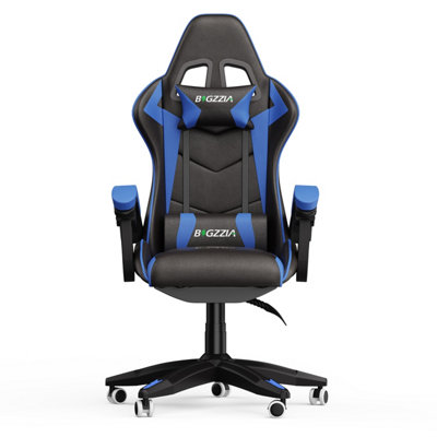 Professional racer chair with headrest & lumbar cushion black best sale