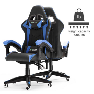 Professional racer chair with headrest & lumbar cushion black sale