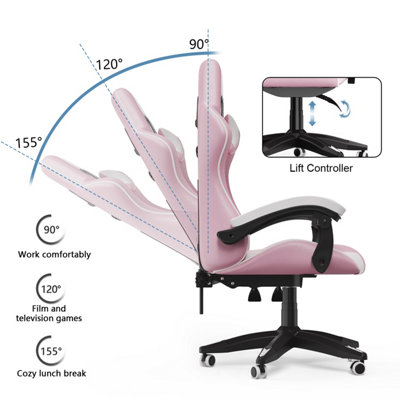 Gaming Chair Racing Style Ergonomic High Back Computer Chair with Height Adjustment, Headrest and Lumbar Support(Pink)
