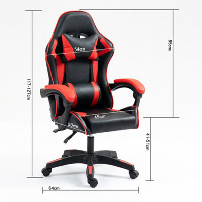 Gaming Chair Red Recliner with Adjustable Height Lumbar Support