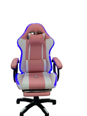 White gaming chair with deals led lights