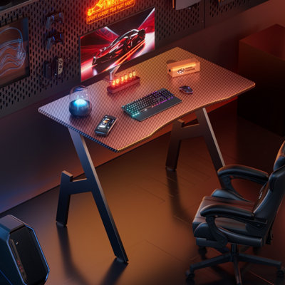 Gaming Desk 100cm Full Board, PC Computer Desk for Home Office, Carbon ...