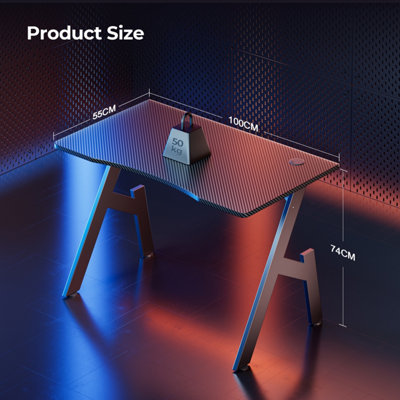 Gaming Desk 100cm Full Board, PC Computer Desk for Home Office, Carbon ...