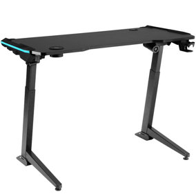 Gaming Desk - Electrically height adjustable w/LED strips (72-121cm tall) - black