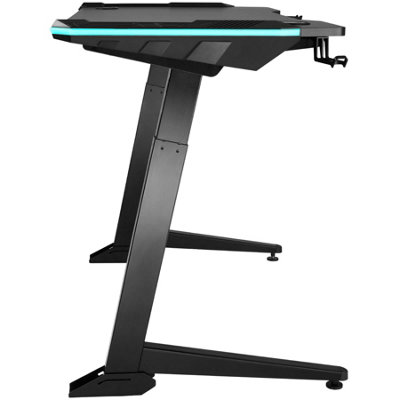 Gaming Desk - Electrically height adjustable w/LED strips (72-121cm tall) - black