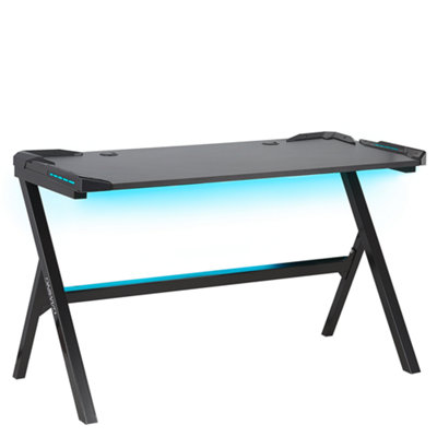 Gaming Desk with RGB LED Lights 120 x 60 cm Black DANVERS
