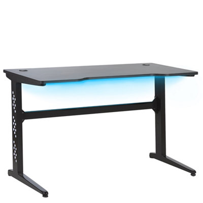 Gaming Desk with RGB LED Lights 120 x 60 cm Black DEXTER