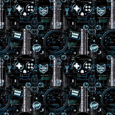 Gaming Glitch Charcoal/Blue Wallpaper