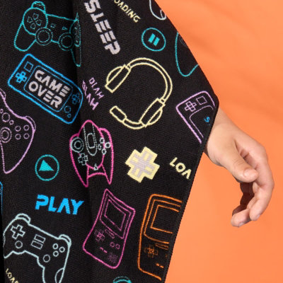 Gaming Poncho Beach Towel Kids Hooded Quick Dry Microfibre Holiday - 5