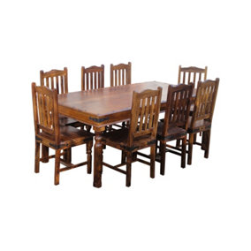 Ganga Extra Large Dining Table - Sheesham Wood - L100 x W200 x H76 cm - Honey Dark Finish