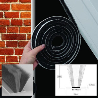 Garage Door Seal Brush Pile Draught Excluder Self Adhesive Engery Saving 7m DIY at B&Q