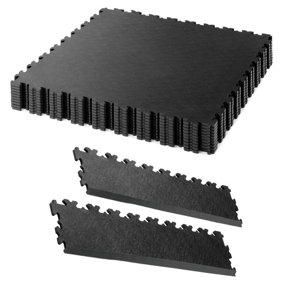 Garage Floor Tile Company X Joint 13m² Single Garage Bundle in Black